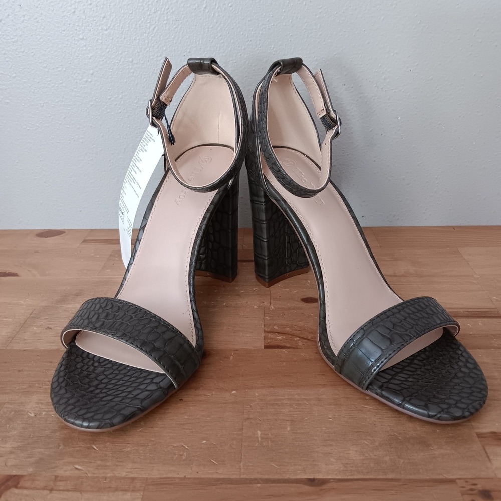 The Drop Rebecca Womens 9.5 Olive Green NWB Croc Block Heel